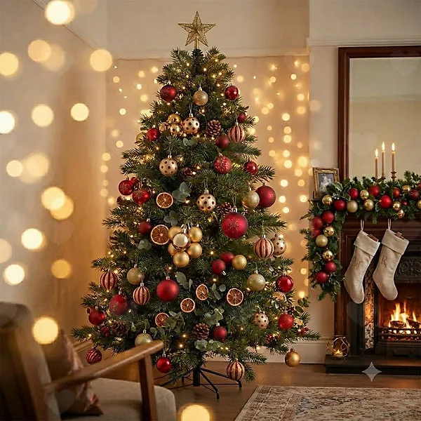 50Pcs Red Gold Christmas Tree Baubles, 40mm Shatterproof Plastic Decorative Balls, Hanging Ornaments for Xmas Home