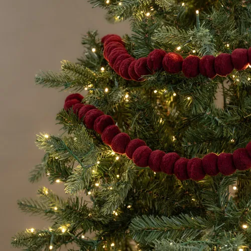 6' RED & WHITE POM POM GARLAND - Ragon House