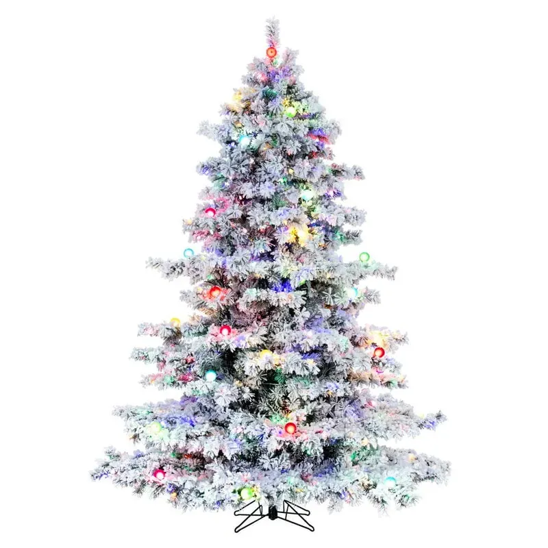 6'6'Hx62'W Flocked Alaskan Pine Artificial Christmas Tree, G50 & LED  Pre-Lit (Multicolor) -