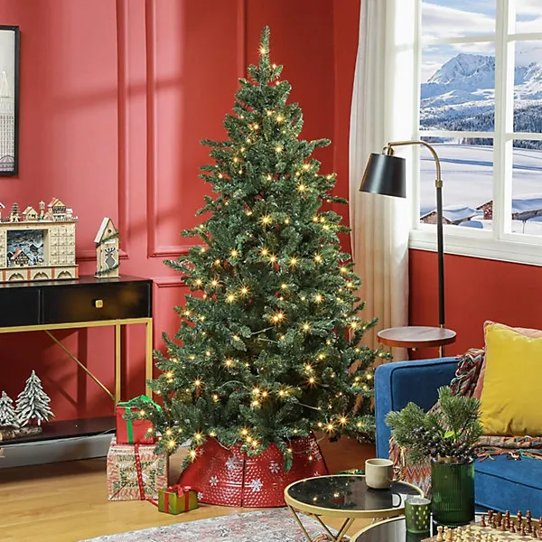 6ft Pre-Lit Artificial Green Christmas Tree with 700 Tips and 270 LEDS - Xmas  Tree with