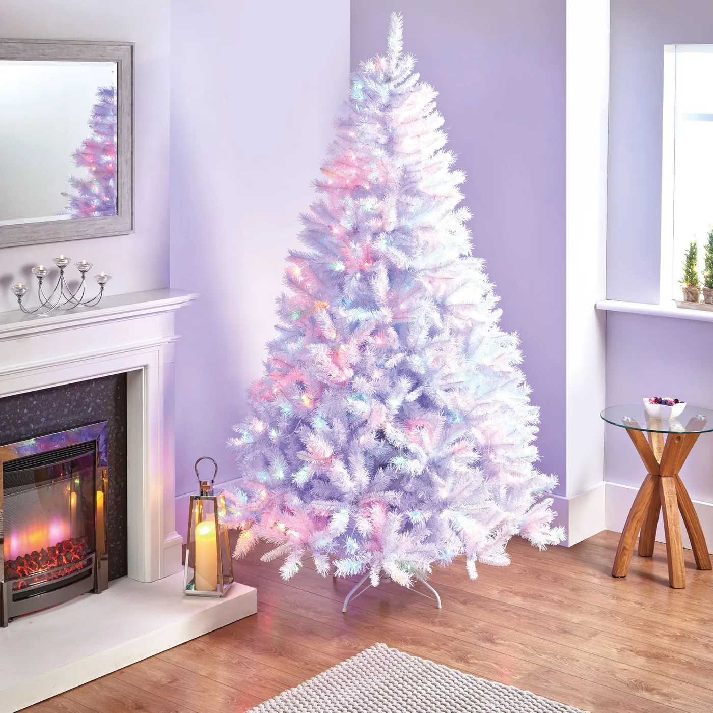6ft White Spruce Christmas Tree with 280 Multi Coloured LEDs