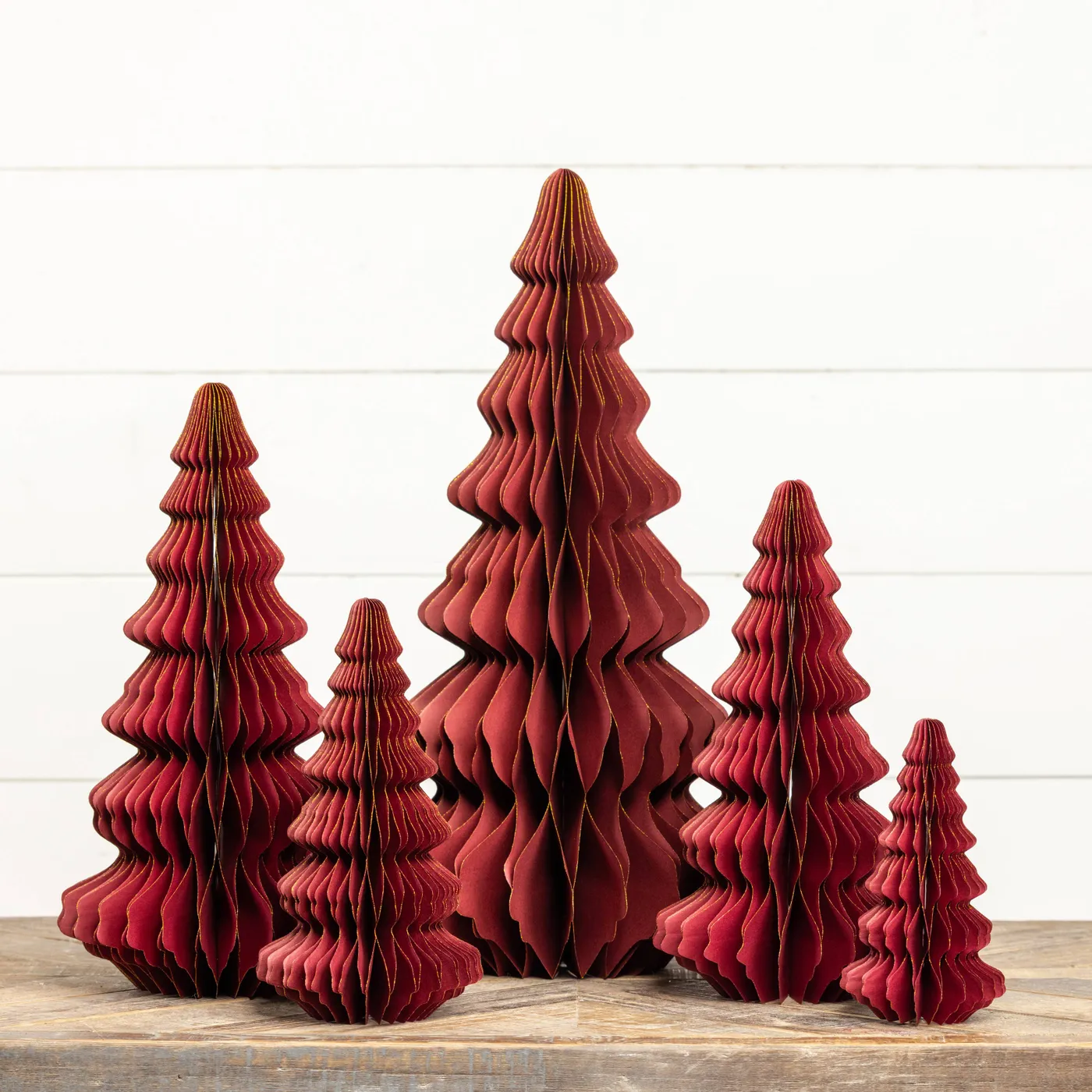 7' Burgundy W/ Gold Trim Paper Tree