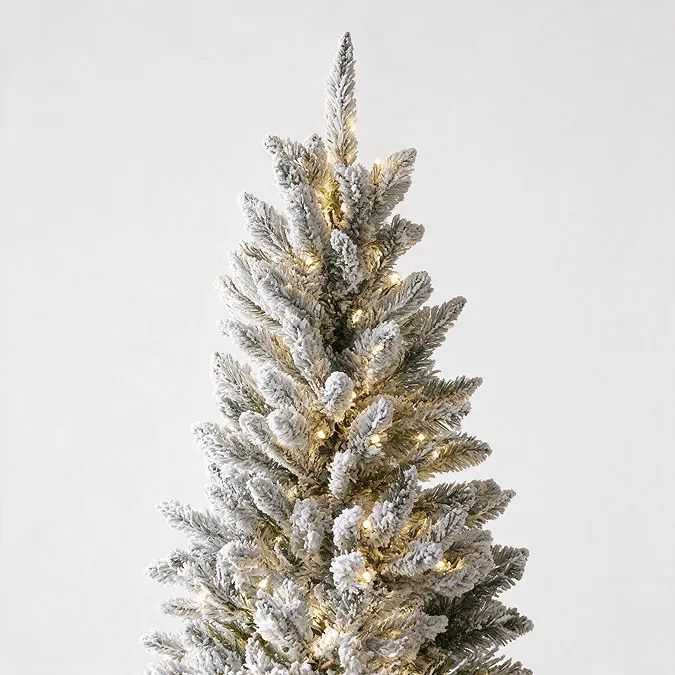 7ft Slim Snowy Christmas Tree with Warm White LEDs | MFI