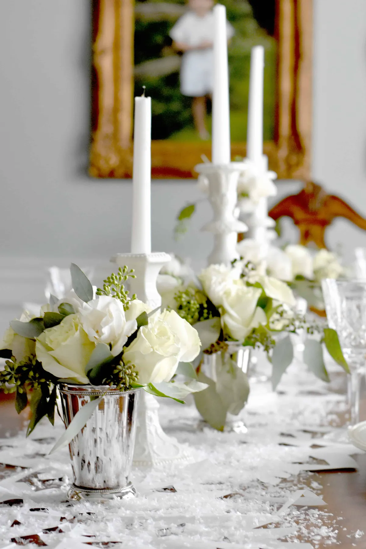 A Snowy Formal Dining Table – Dixie Delights
