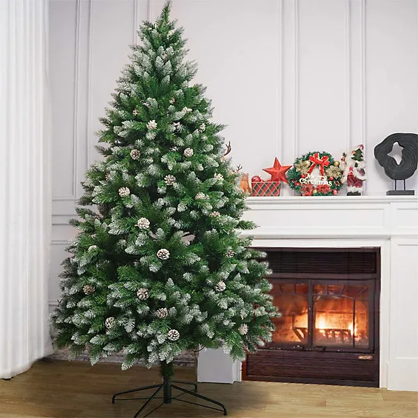 Abrihome 5FT Artificial Christmas Tree,Snowflake Spray White Belt Pine Cone  Tree