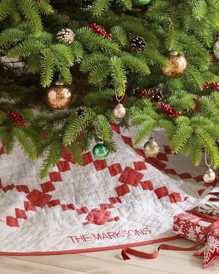 Agnes Linen Quilted Tree Skirt | Garnet Hill