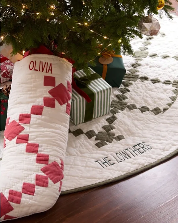 Agnes Linen Quilted Tree Skirt | Garnet Hill