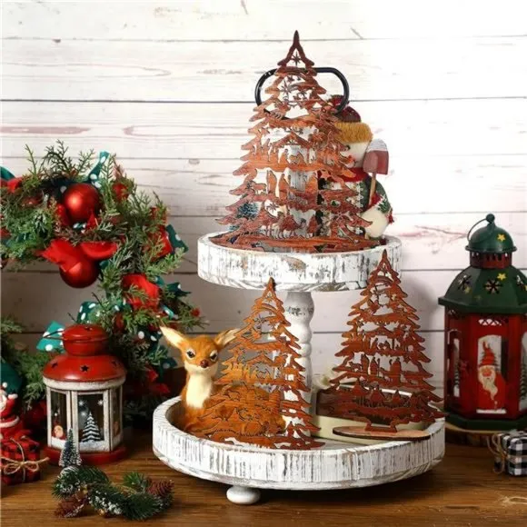 Amazon.com: Amorita Rustic Christmas Decor 3 Piece Wooden 3 Pcs, Holiday  Wood Tree Wooden Christmas Trees Tabletop Decoration for Home