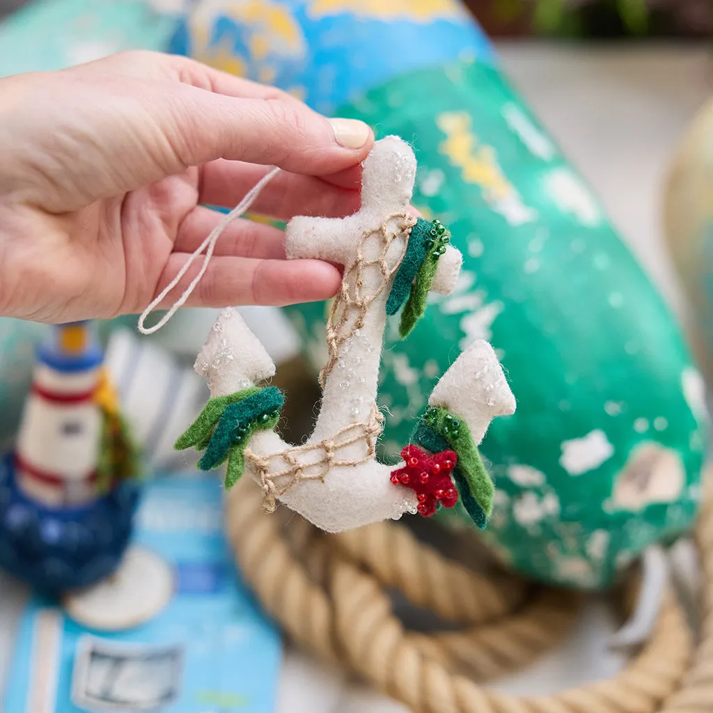 Anchor Ornament – Handmade Coastal Nautical Felt Décor – Craftspring