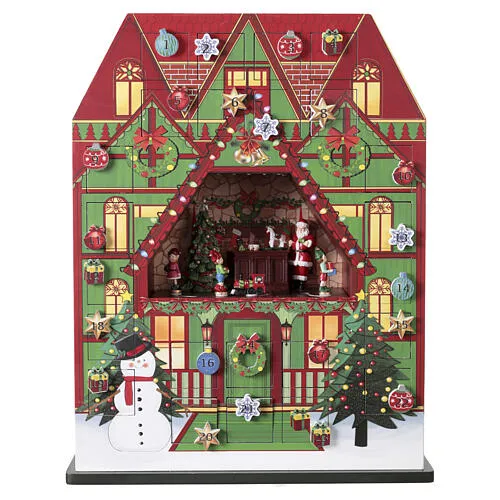 Animated Santa's Workshop Advent Calendar, 40x10x50 cm