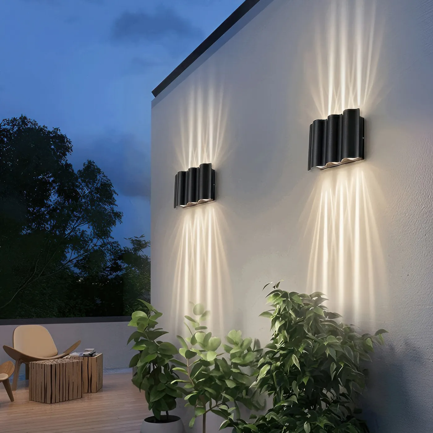 Arc Wave LED Outdoor Up-Down Wall Sconce - Glass | Lighom