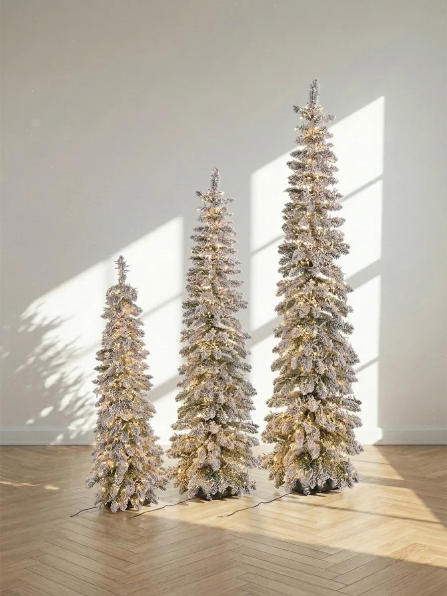 Artificial Christmas Tree with Lights and Snow in the Alpine Style | Santa's Valley