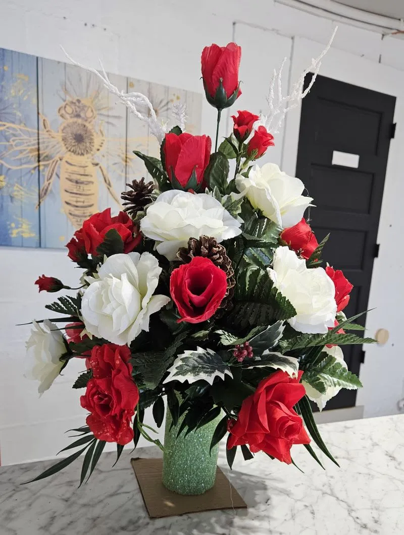 Artificial Holiday Cemetary Flower- No Vase