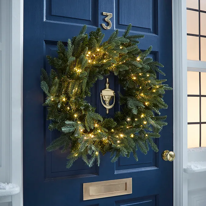 Artificial Woodland Christmas Wreath with LED Lights | MFI