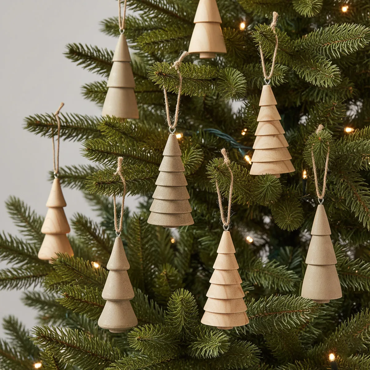 Assortment of 12 Wooden Christmas Tree Ornaments | Santa's Valley