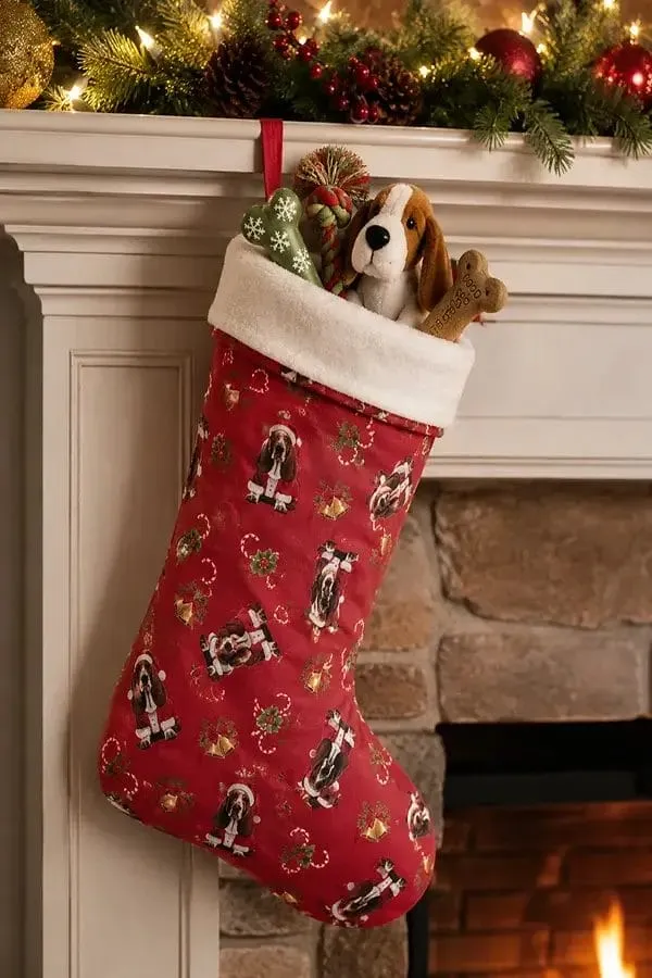 Basset Hound Christmas Stocking - Beau Designs
