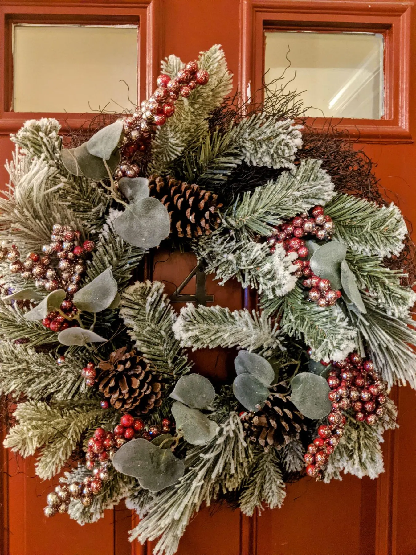 Berries & Pinecones Flocked Winter Wreath. | Mercari