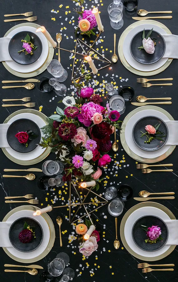 Black and gold New Years Eve party | NYE party ideas | 100 Layer Cake