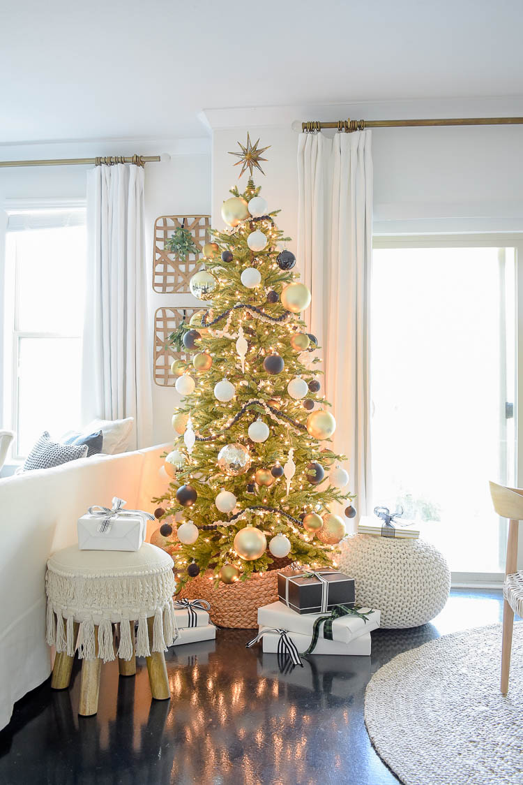 Black, White & Gold Modern Christmas Living Room Tour - ZDesign At Home