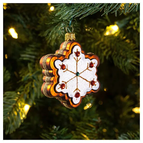 Blown glass Christmas ornament, gingerbread snowflake | online sales on  HOLYART.com
