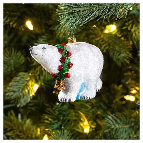 Blown glass Christmas ornament, polar bear | online sales on HOLYART.com