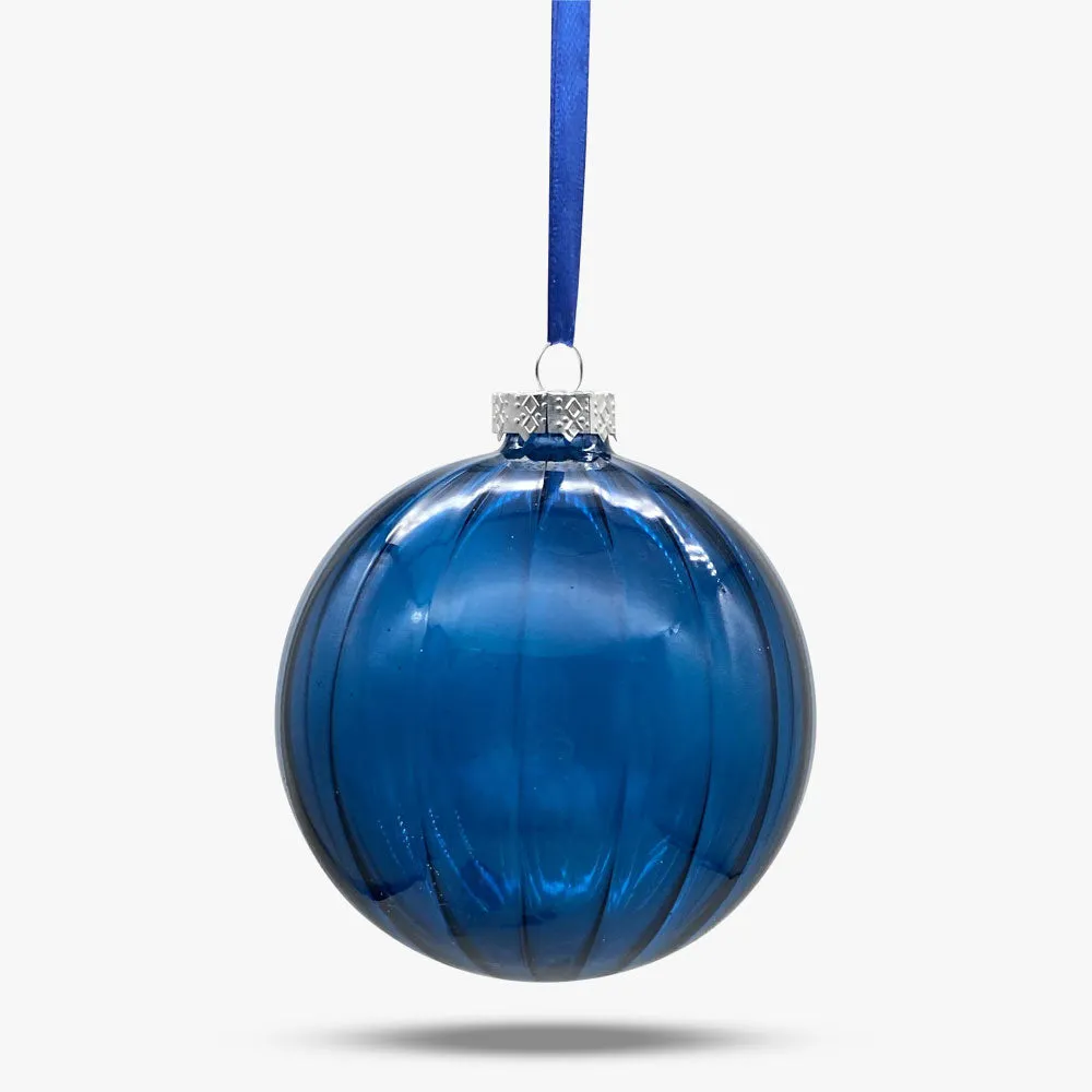 Blue Striped Glass Ball Ornament | Fancy Face Designs– FancyFace Designs