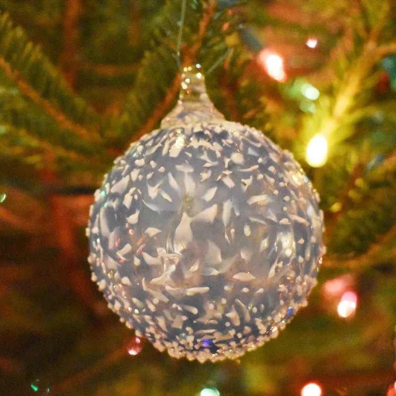 Blue & White Speckled Art Glass Ornament - An American Craftsman