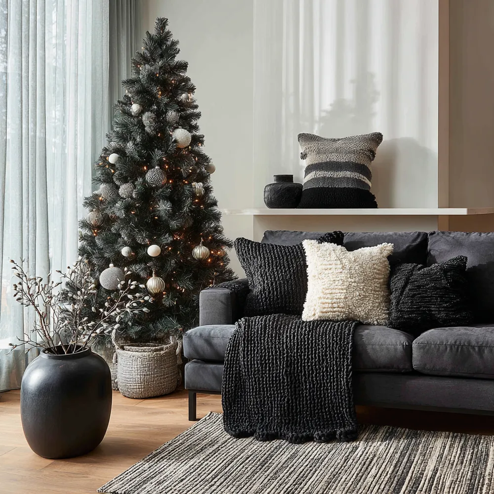 Bold Crimson Accents: Making a Monochromatic Christmas Statement 🍷❤️