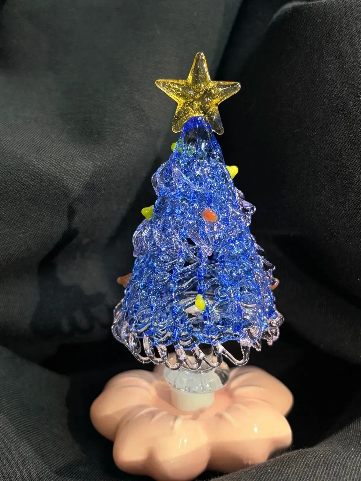 Borosilicate Glass Christmas Tree with Rotating Ceramic Base - #1