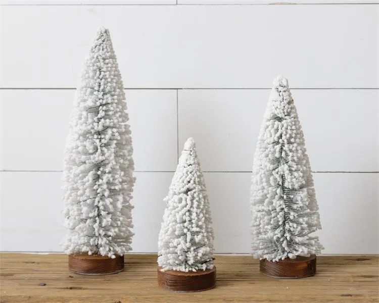Bottle Brush Christmas Trees, Flocked | Monogram Market