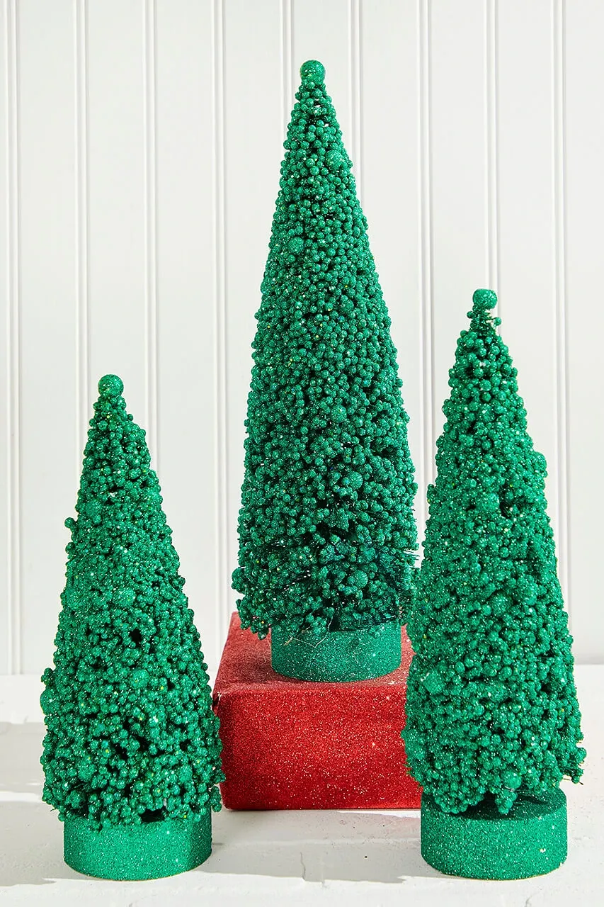 Bottle Brush Trees - Set of 3 - Green - Decorator's Warehouse