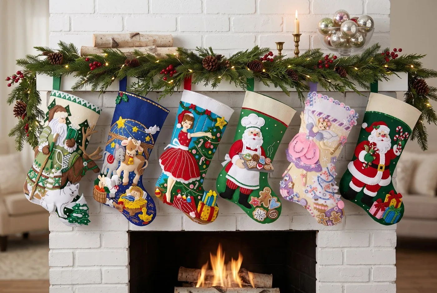 Bucilla - Christmas Stocking Kits, Cross Stitch and Stamped Embroidery