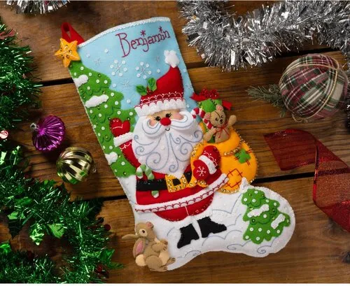 Bucilla Retro Holiday Santa - Christmas Stocking Felt Applique Kit 89740E -  123Stitch