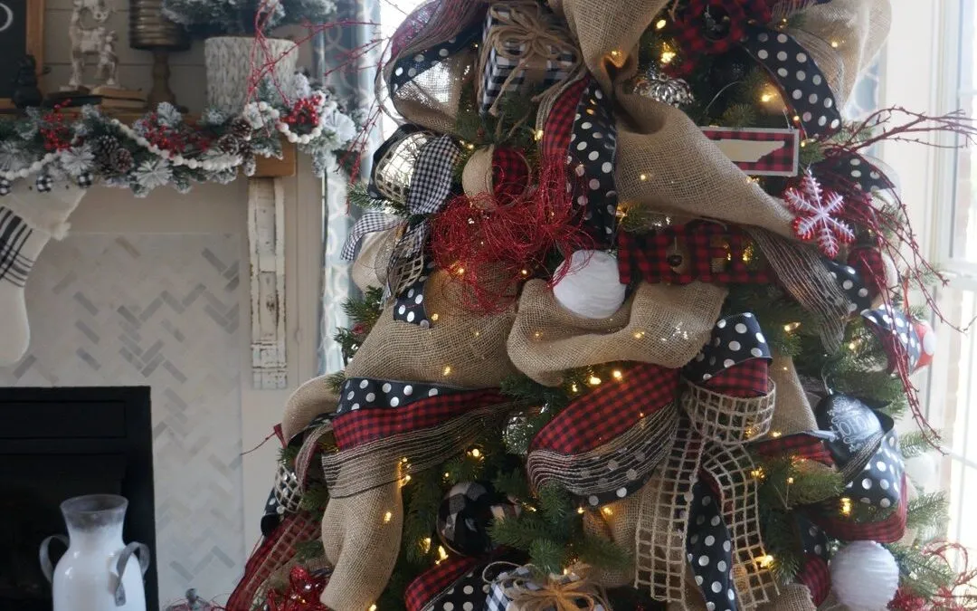 Buffalo check christmas decor living room tree with red black and white -  Wilshire Collections