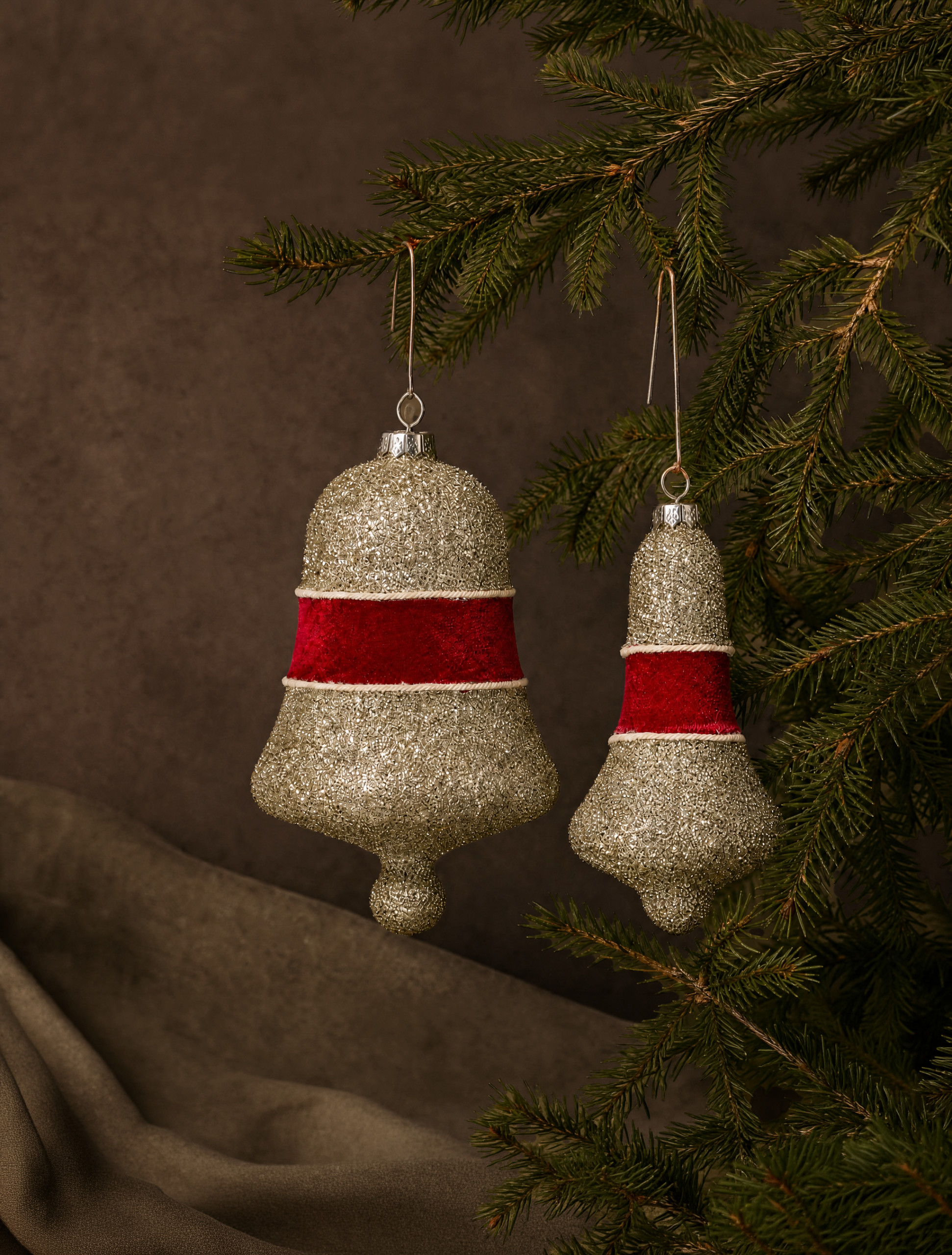 Burgundy Flocked and Velvet Bell Ornaments | 25th and Noel – 25th and Noel | Christmas Shop, Christmas Ornaments, Christmas Decor
