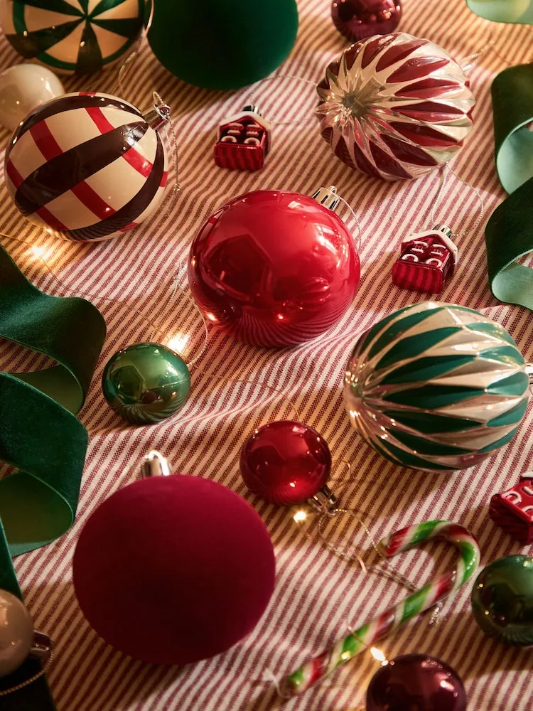 Buy 50 Pack Red Green Classic Shatterproof Christmas Baubles from Next Chile