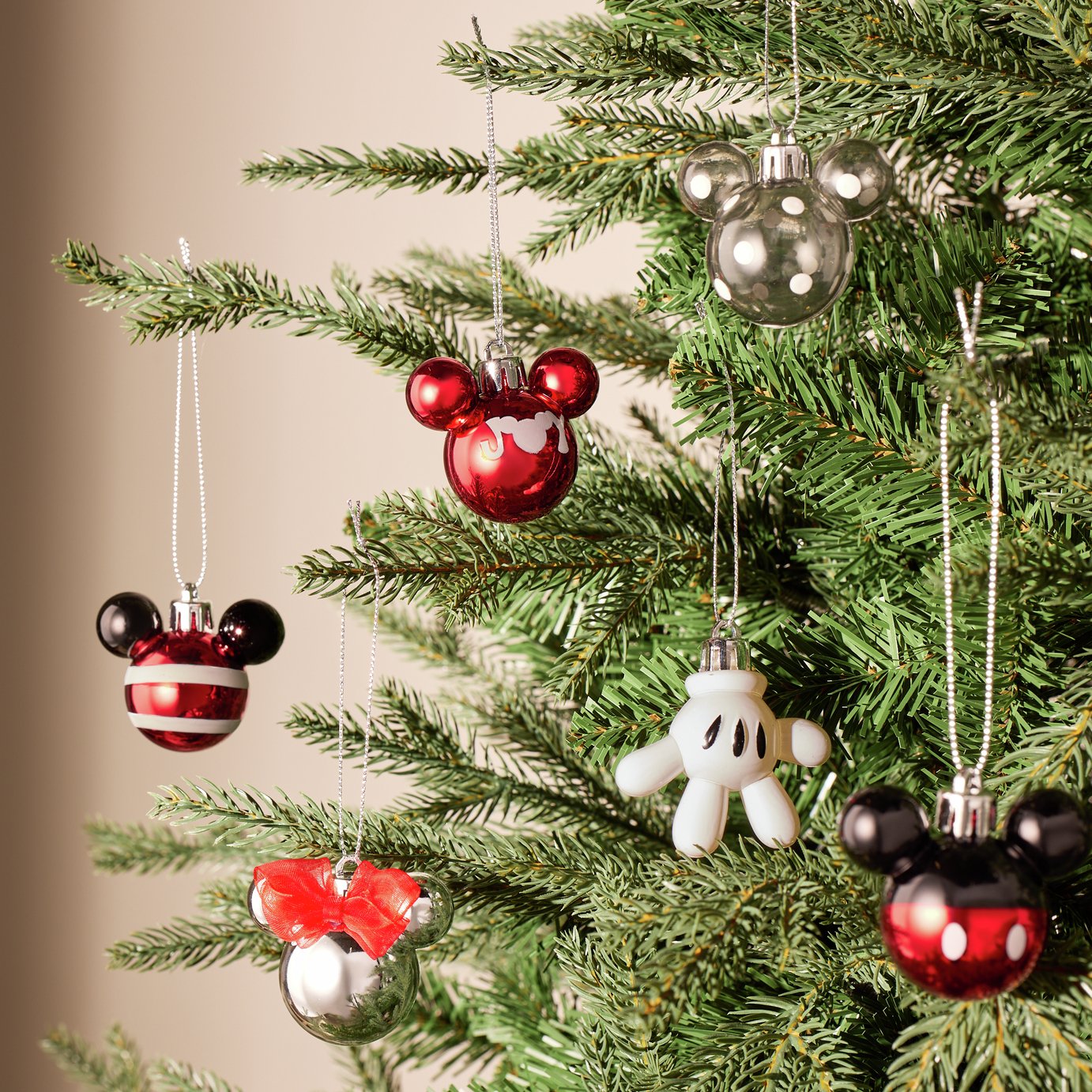 Buy Argos Home Mickey Mouse Themed Christmas Bauble - Pack of 6 | Christmas  tree decorations | Argos