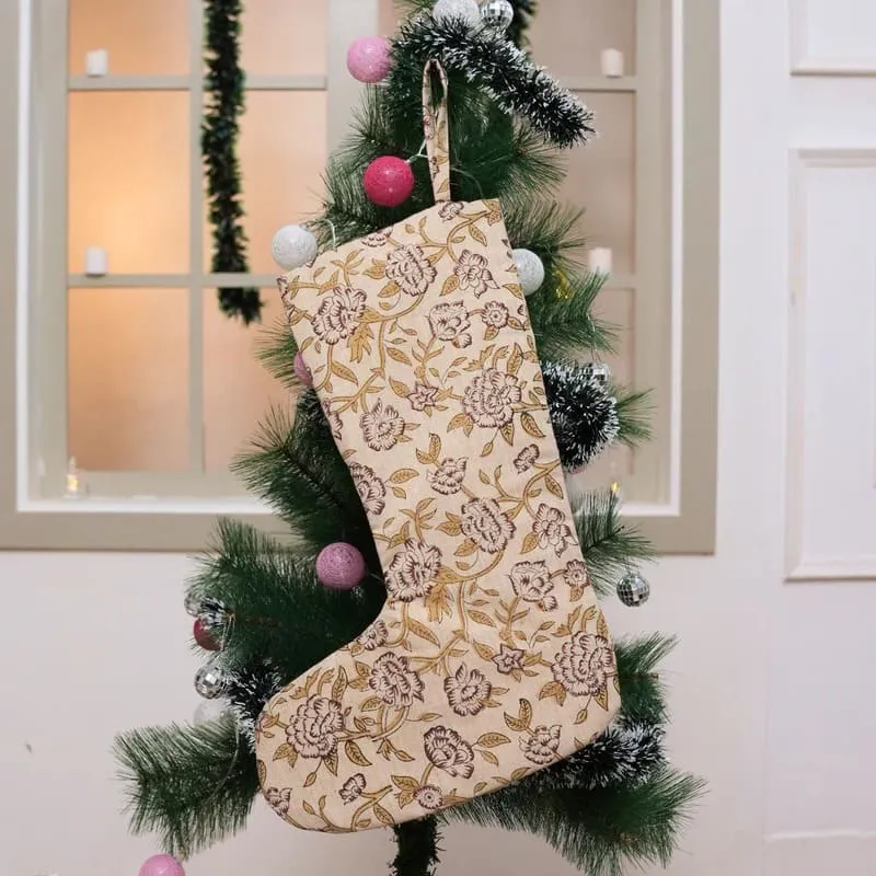 Buy Block Print Linen Christmas Stockings | Handmade – Fabdivine