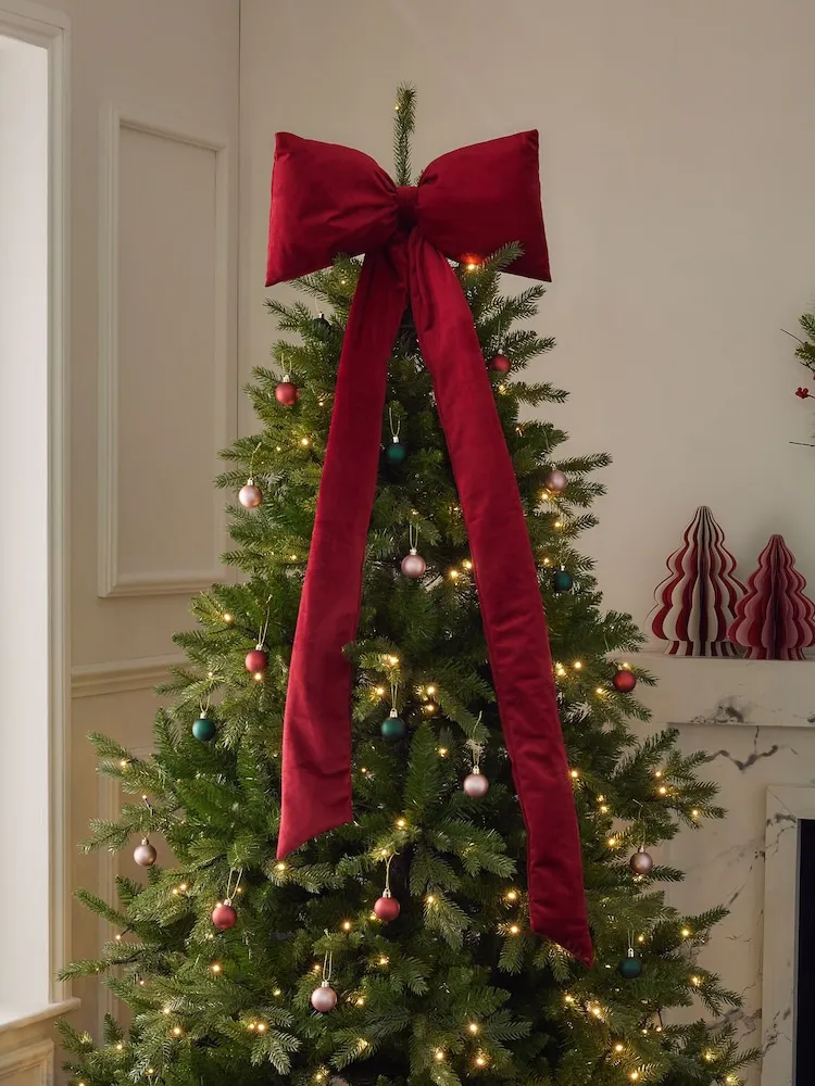Buy Burgundy Red Velvet Christmas Bow Tree Topper from Next Kuwait