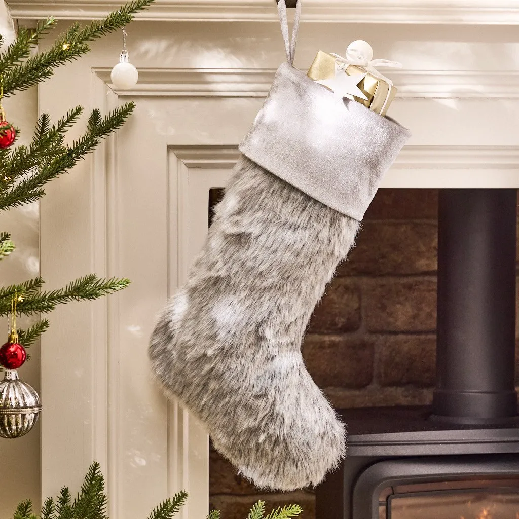 Buy Dibor Fabric Christmas Stocking - Grey | Christmas stockings | Argos