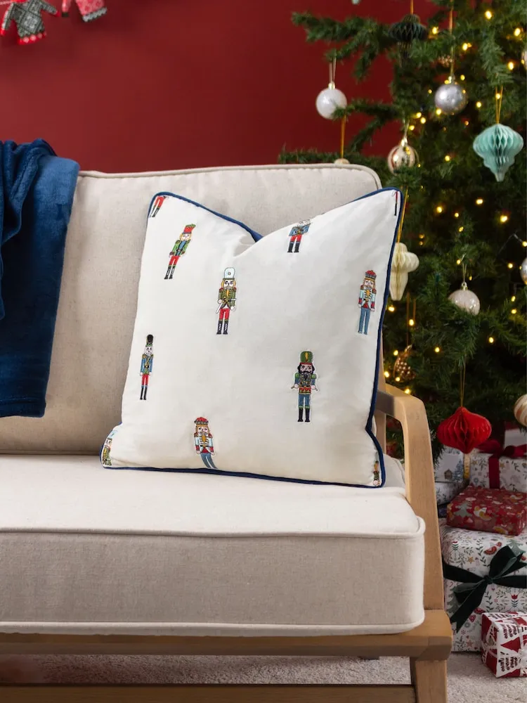 Buy Furn Cream Classic Nutcracker Embroidered Christmas Cushion from Next USA