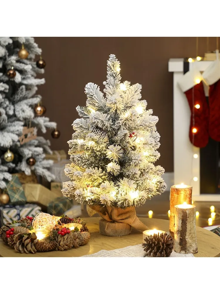 Buy Homcom Green/White 60cm Prelit Small Christmas Tree With 35 LED Lights  from the Next UK online shop