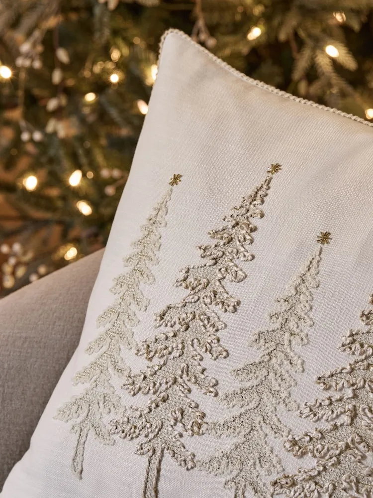 Buy Natural Embellished Christmas Tree Cushion from Next USA