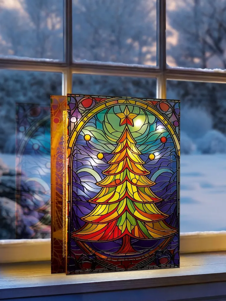 Buy Premier Decorations Ltd 21 x 28cm BO Lit Stained Glass Tree For Table  Top from the Next UK online shop