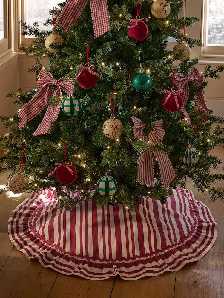 Buy Red Stripe Frill Edge Tree Skirt from Next USA