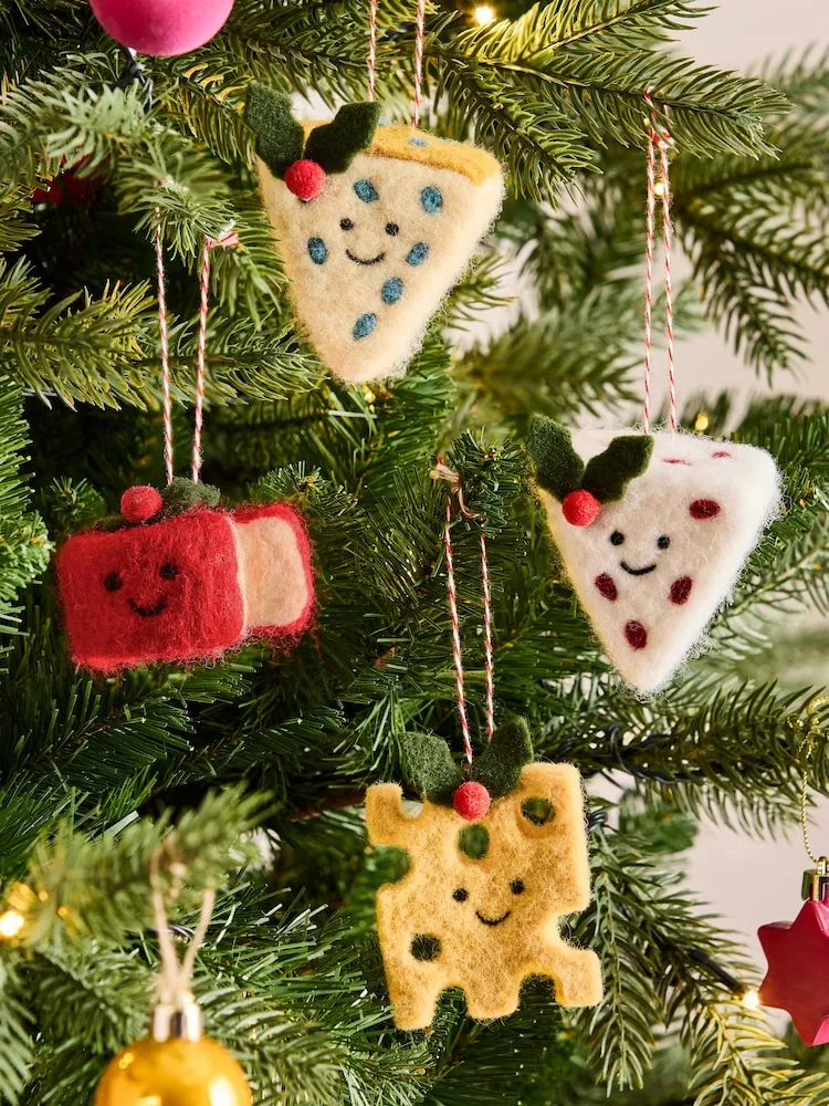 Buy Set of 4 Cheese Felt Christmas Baubles from Next USA
