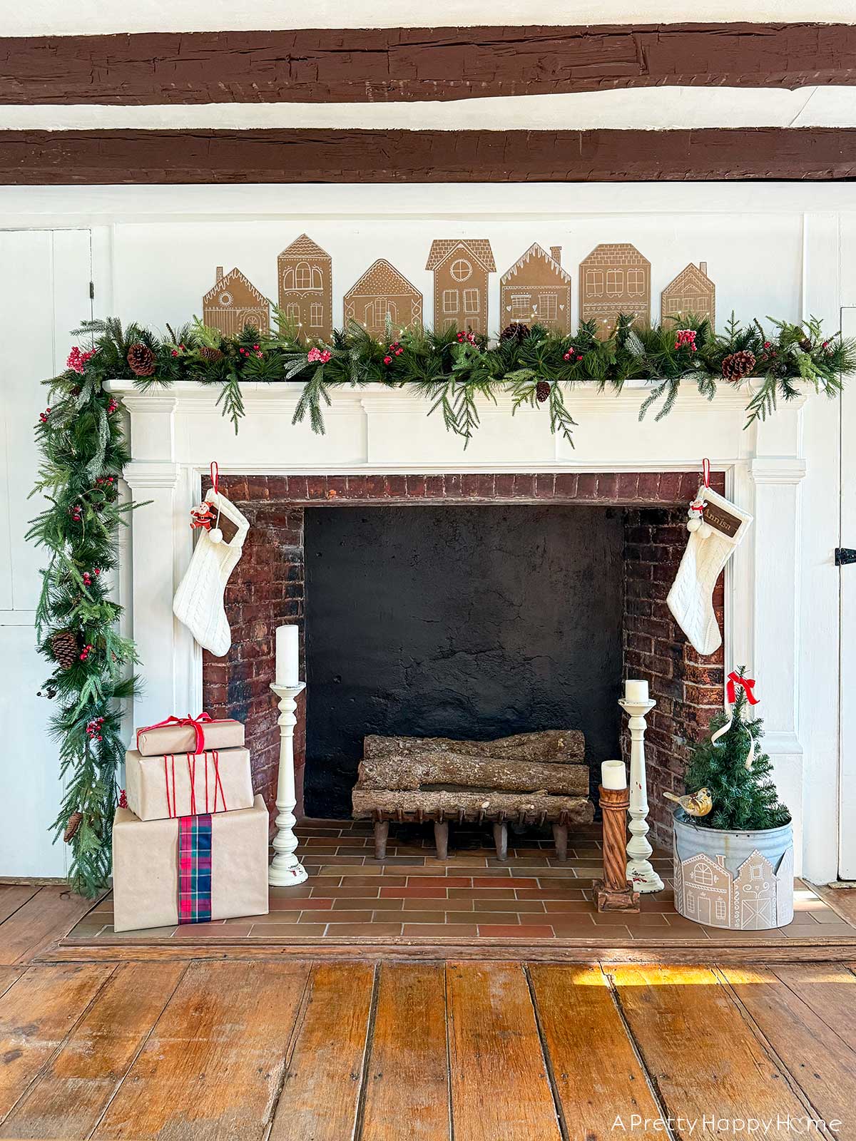 Cardboard Gingerbread House Christmas Mantel – A Pretty Happy Home