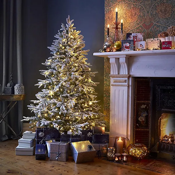 Celebright 6ft Luxury Snow Frosted Pre-Lit Pine Christmas Tree - 300 Warm  White LED Lights