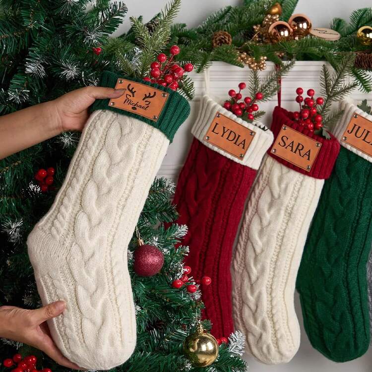 CFUNIQ Personalized Embroidered Knitted Christmas Stockings, Gift Storage,  Home Decor, Family Holiday Socks, Christmas Socks, Knitted Christmas Socks,  Christmas Decoration Socks, Fireplace Christmas
