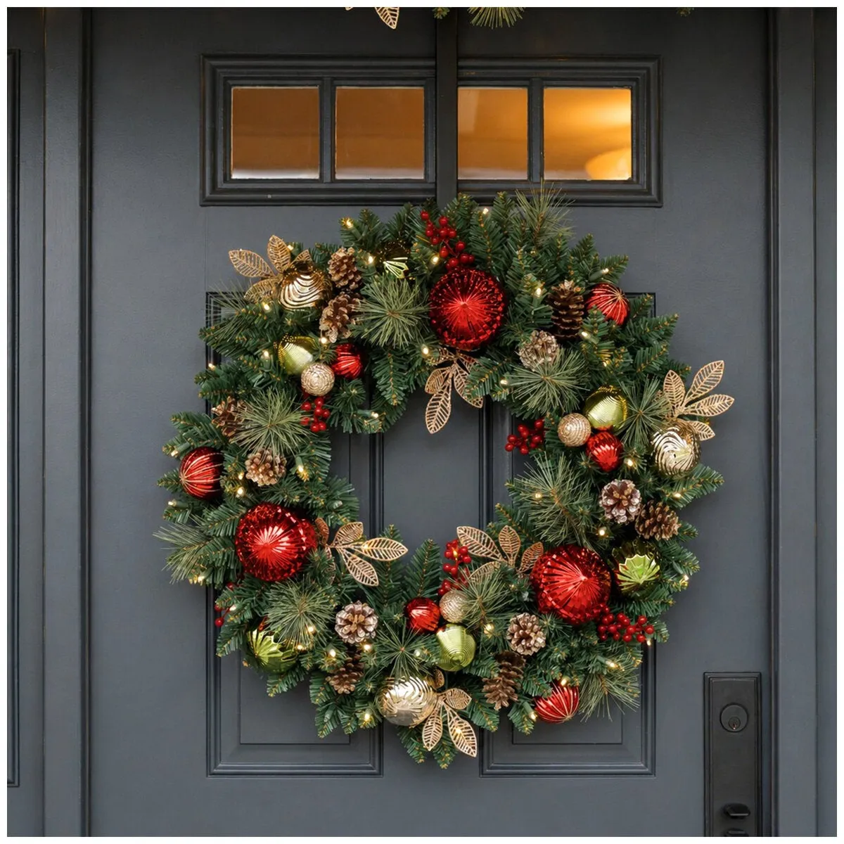 CGH Pre-Lit Holiday Artificial Wreath Red 76.2cm | Costco...